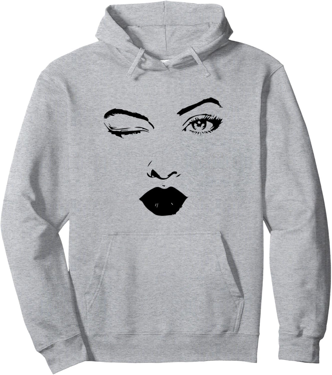 Frauengesicht Augen Mund Damen Mädchen Pullover Hoodie
