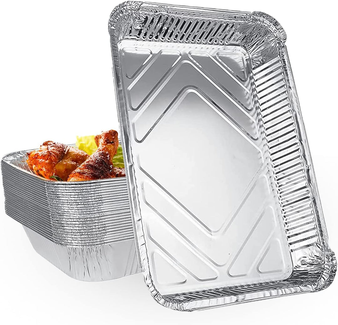 SENENQU 30 Stück Grill Aluschalen Gross 2200ML, Grillschalen Aluminium 31,5 x 21 x 5 CM, Einweg Alum