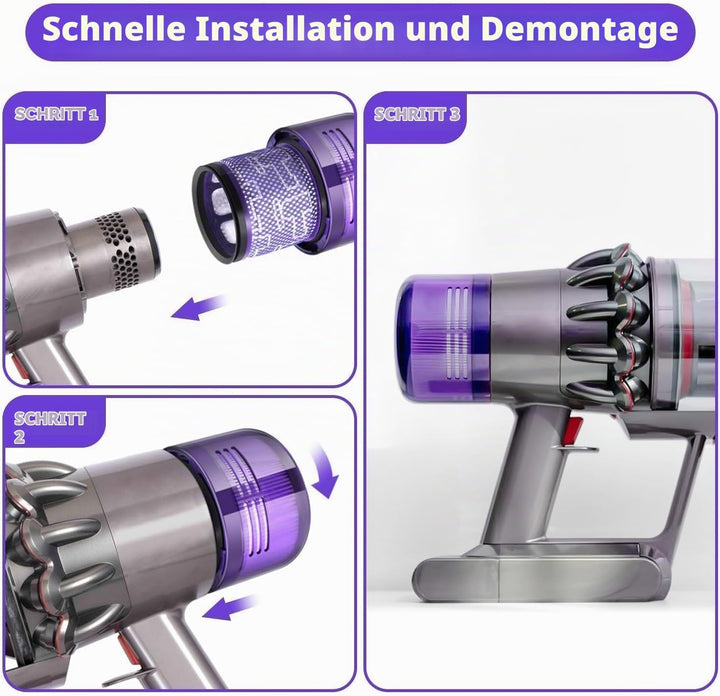 3 Stück Filter für Dyson V11, Vakuumfilter Ersatz für Dyson V11 V15 SV14 SV17 SV22 Detect Animal Abs