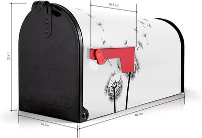 banjado® Amerikanischer Briefkasten - US Mailbox/Letterbox mit Motiv Pusteblume 2 51x22x17cm - Postk