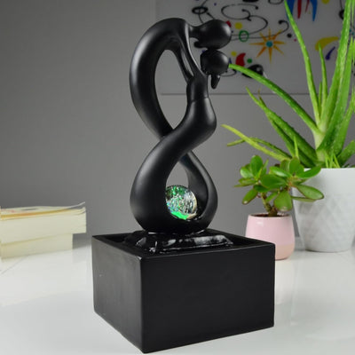 Zen'Light - Moderner Zimmerbrunnen Amor Schwarz mit Farbigem LED-Licht - Abnehmbare Skulptur - Zeitg