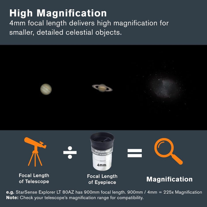 Celestron 93316 1-1/4-4 mm Omni Serie Okular, Schwarz/Silber, 4 mm