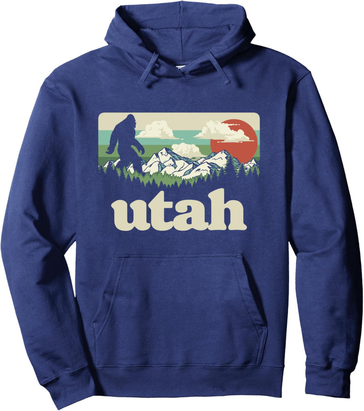Utah Bigfoot Nature & Outdoor Vintage Mountains Retro Pullover Hoodie