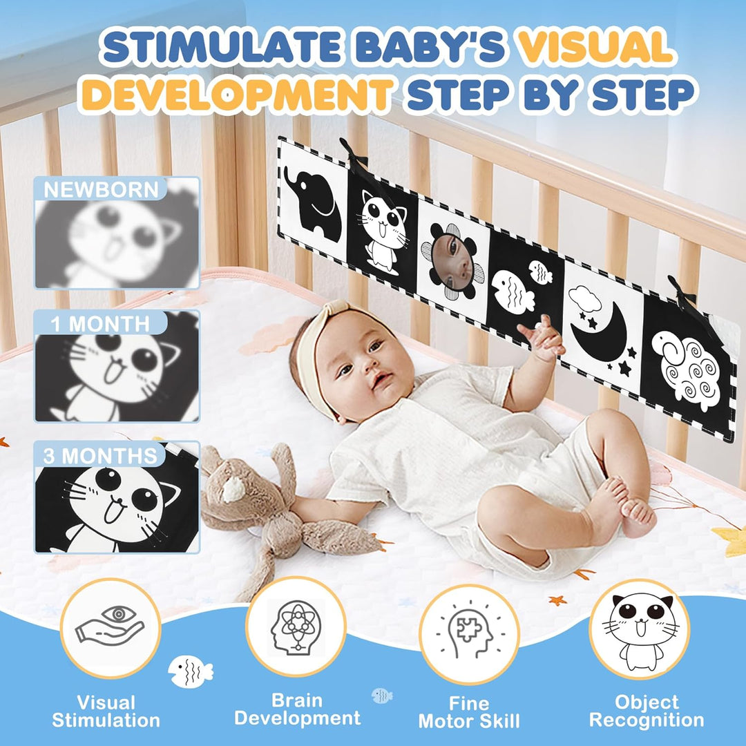 Black & White Babybuch Kontrastbuch Baby-Bilderbuch-Stoffbücher- Kontrast Baby Spielzeug 0 3 6 9 12