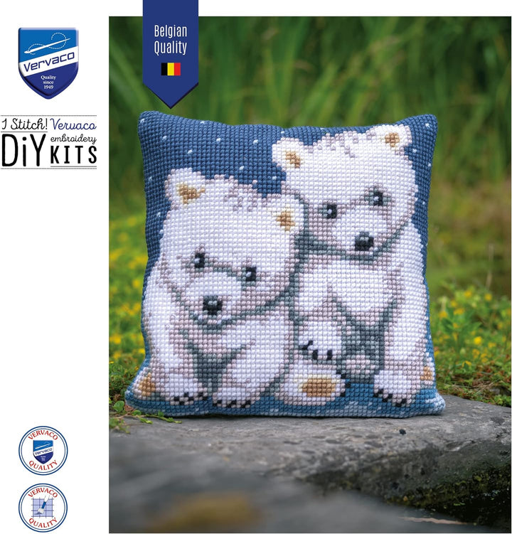 Vervaco Kreuzstich Stickpackungen Kissen Front zum Selbersticken mit Stickbild auf 100% Baumwoll Sto