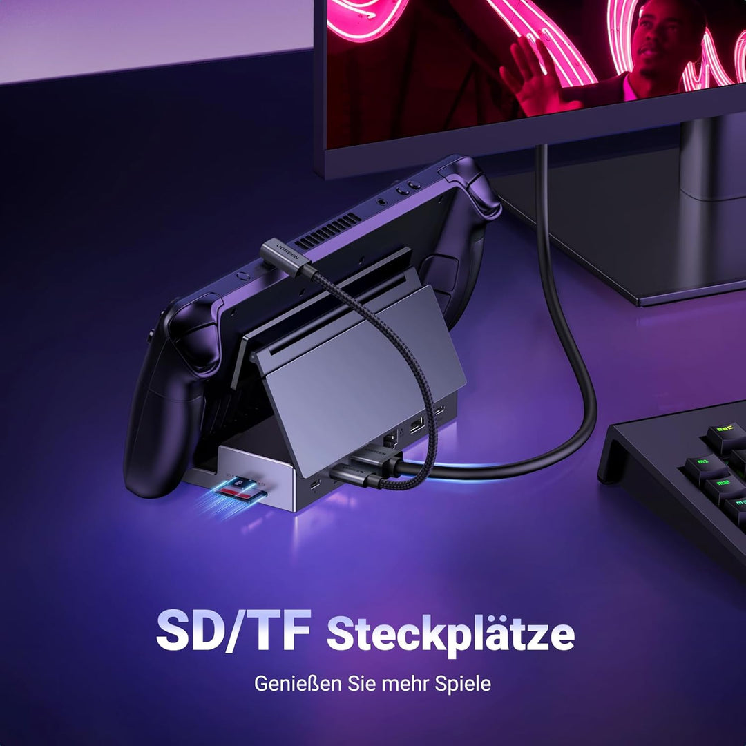 UGREEN Steam Deck Dock 9-in-1 Dockingstation 4K@60Hz HDMI 10Gbps USB Ports Verstellbarer Ständer Kom