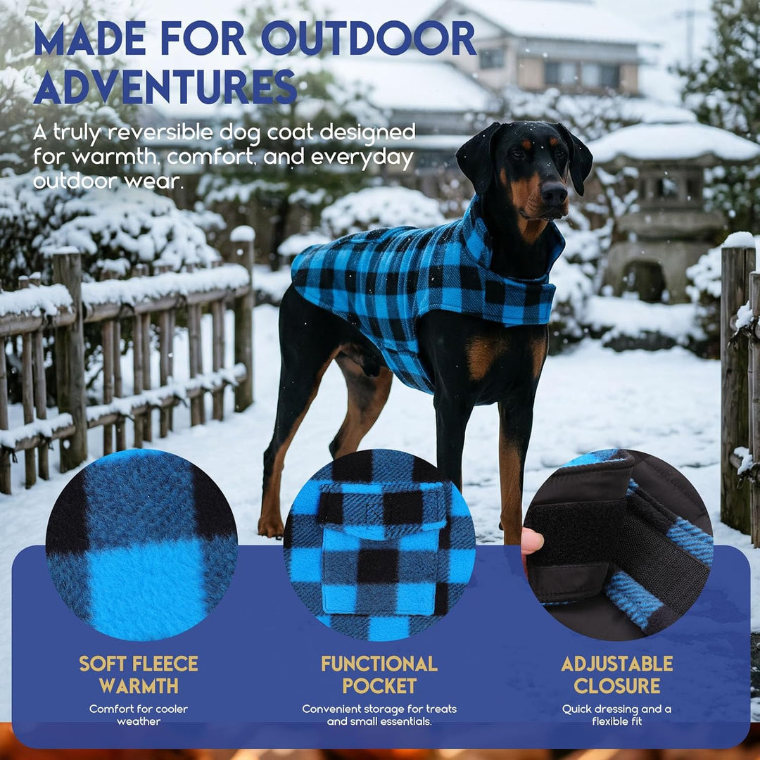 ASENKU Hundemantel für Grosse Hunde 2XL,Warme Hundemantel Winter, Fleece Hundejacke Reversible wasse