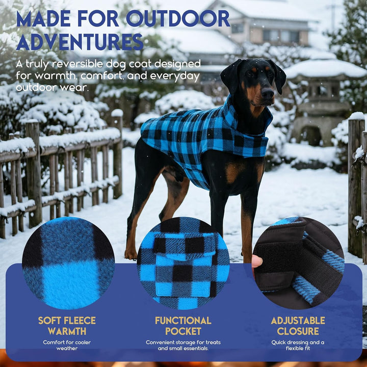 ASENKU Hundemantel für Grosse Hunde 2XL,Warme Hundemantel Winter, Fleece Hundejacke Reversible wasse