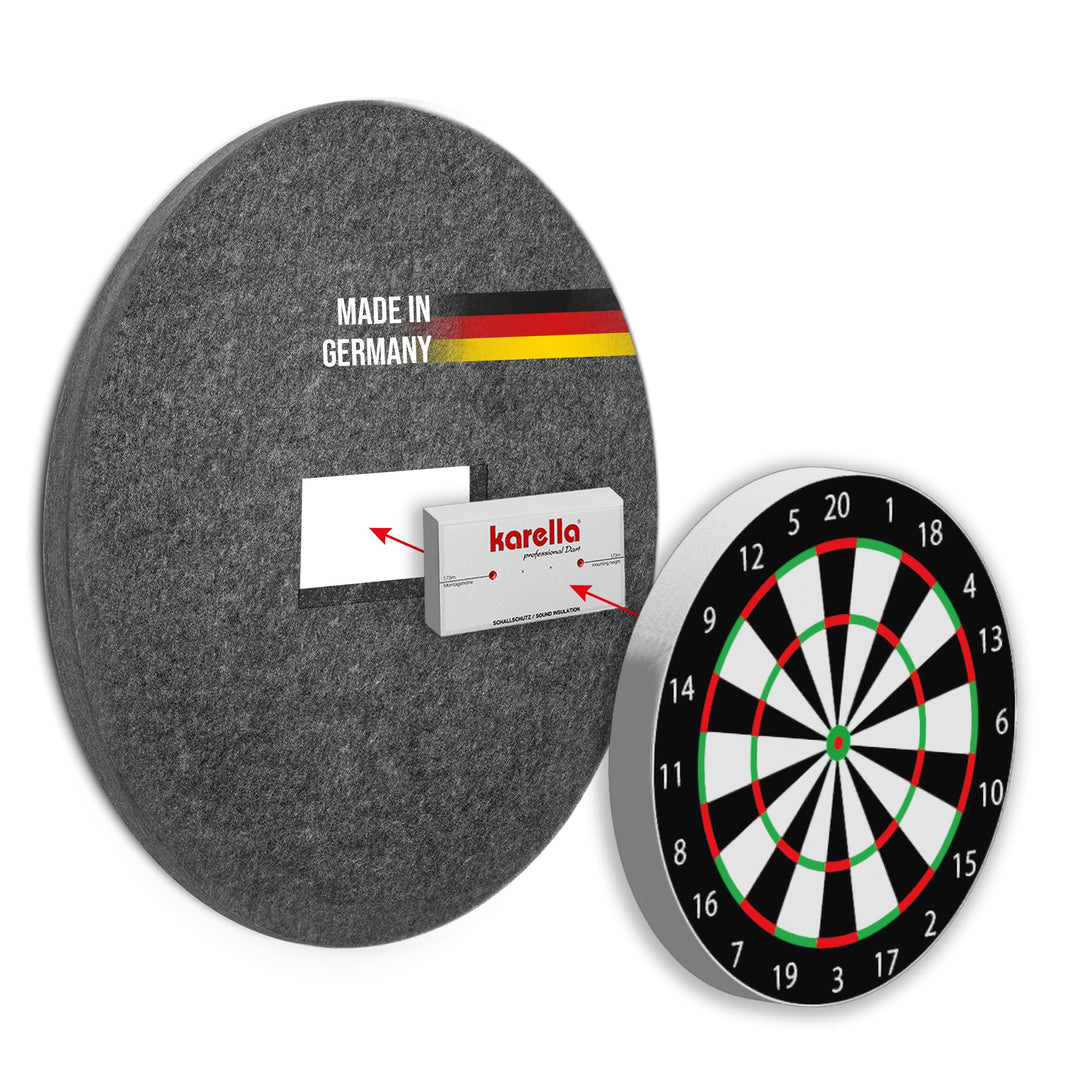 Karella Schallschutz für Steeldartboards mit integriertem Surround/Auffangring, 80% Geräuschreduzier