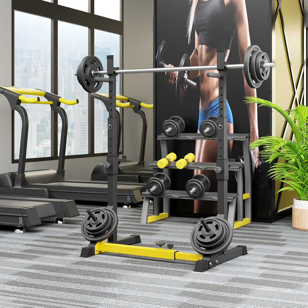 Squat Rack Hantelständer, verstellbare Langhantelablage höhenverstellbar, Multifunktione Kniebeugens