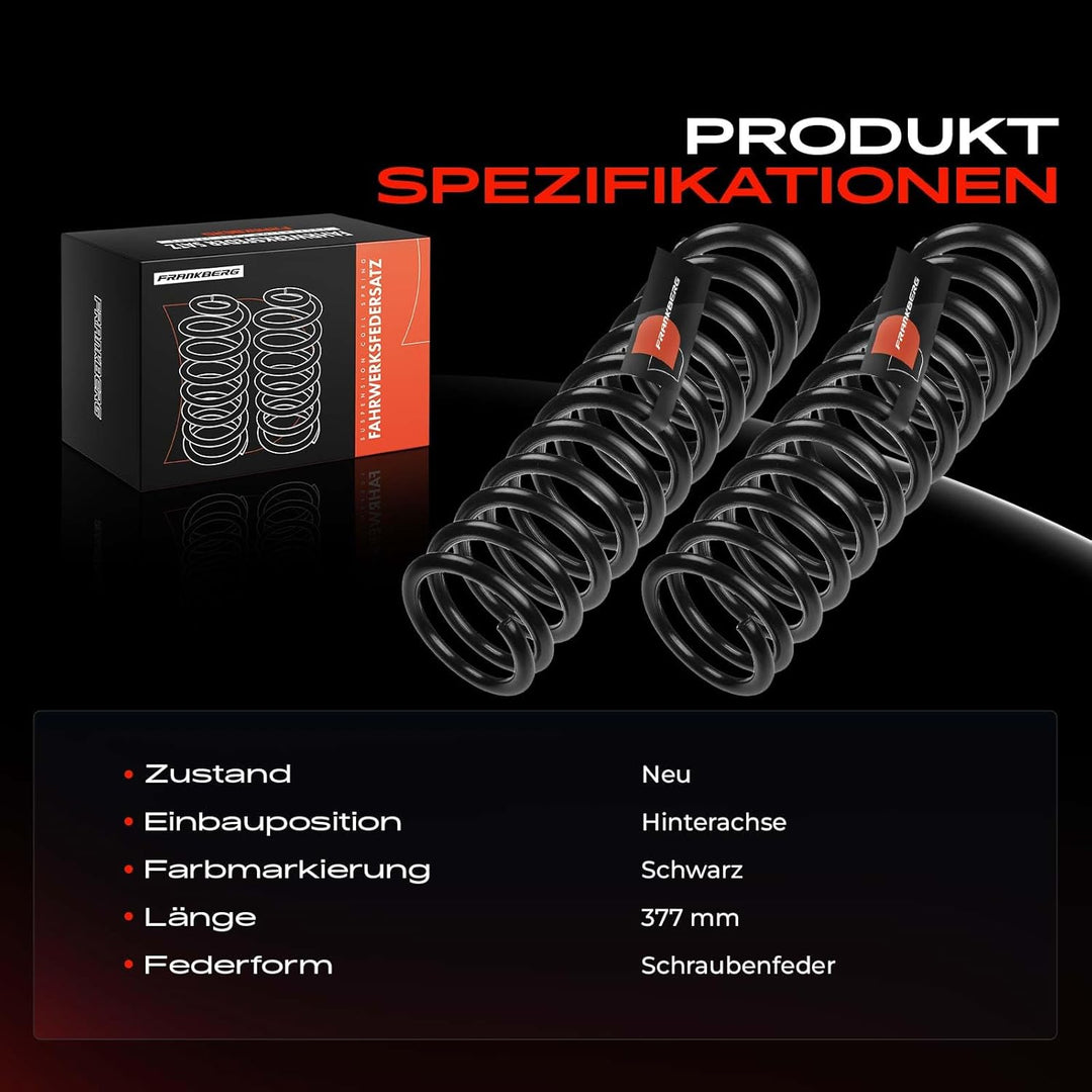 Frankberg 2x Federn Fahrwerksfeder Hinterachse Kompatibel mit 80 893 894 8A2 1986-1991 90 893 894 8A