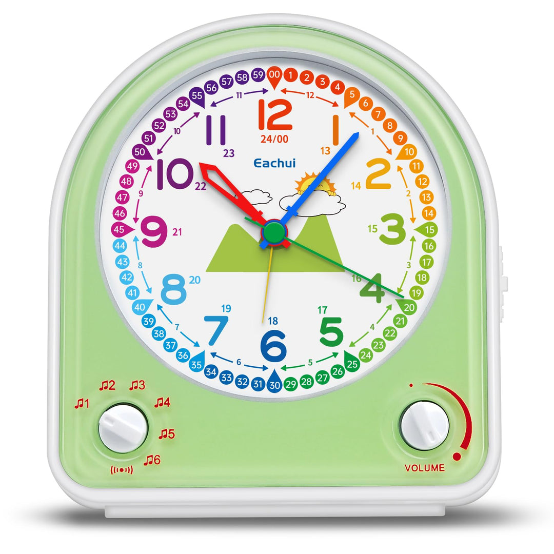 Eachui Analog Wecker für Kinder mit Schlummerfunktion, Nachtlicht, Einstellbarer Lautstärke und 7 Al