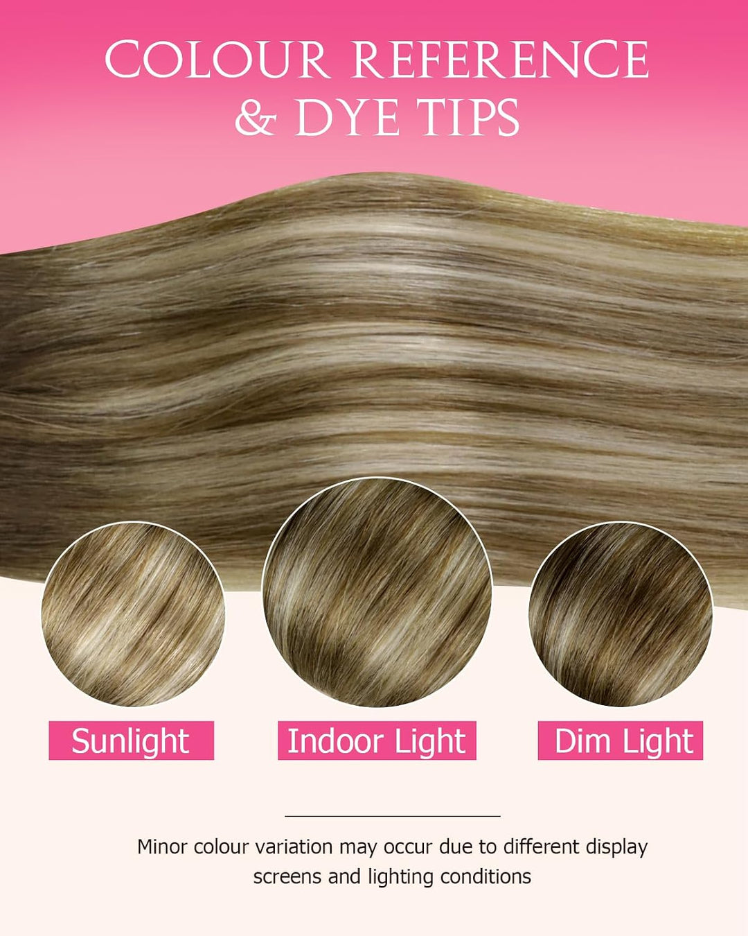 Hetto Microring Extensions, Balayage Hellbraun mit Hellblonden, 40cm | 50 Strähnen 50g 100% Remy Haa