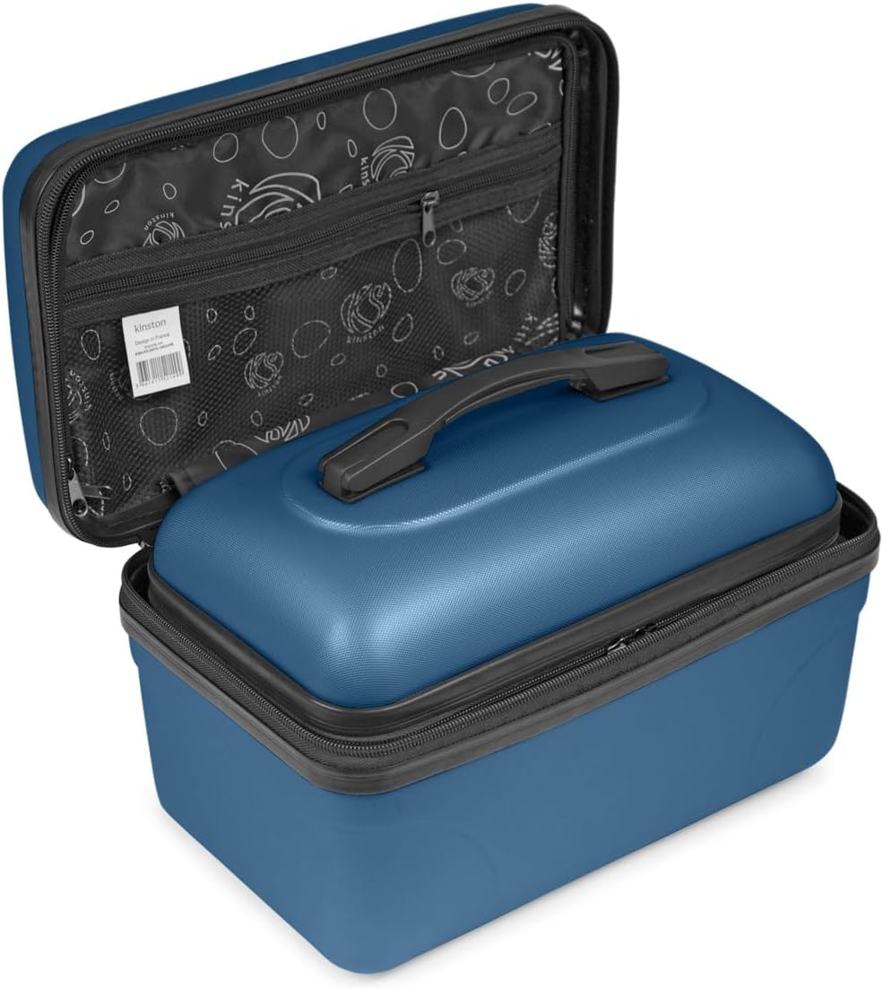 2er-Set Grosse starre Waschtisch-ABS-Schale - Kulturbeutel/Make-up-Etui 35 cm Dunkelblau, Dunkelblau