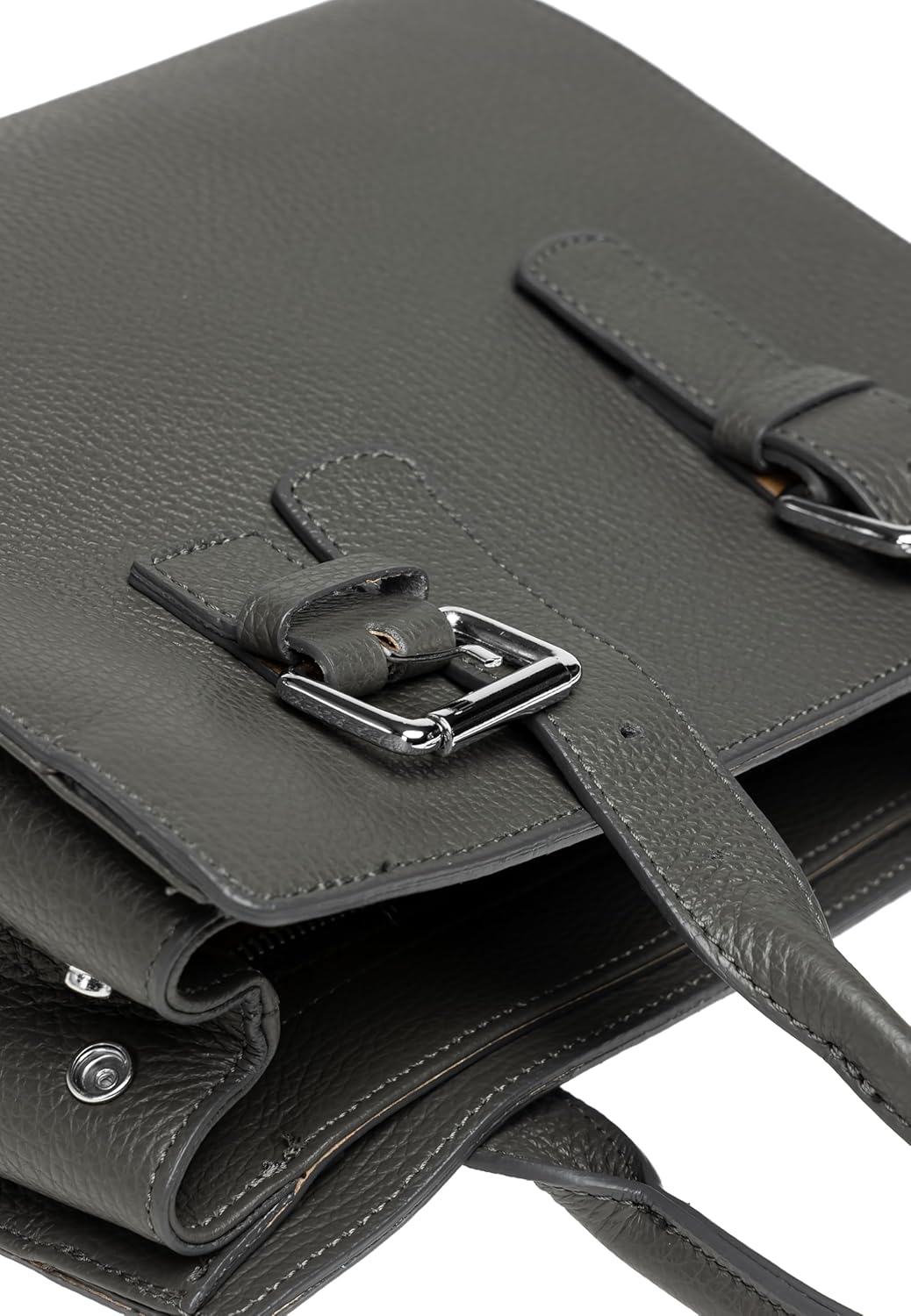 Caspar TL807 klassisch elegante Damen Leder Handtasche Einheitsgrösse Dunkelgrau, Einheitsgrösse Dun