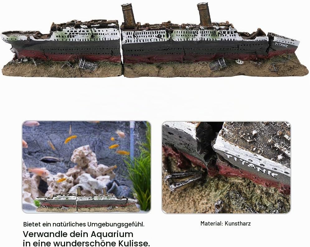 HEEPDD Aquarium Dekoration Schiff, Aquarium Schiffbruch Dekorationen Aquarium Ornamente Harz Materia