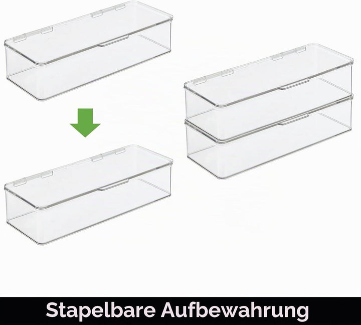 mDesign 4er-Set Kühlschrankbox – Kühlschrank Vorratsdose mit Klappdeckel – lebensmittelechte Aufbewa