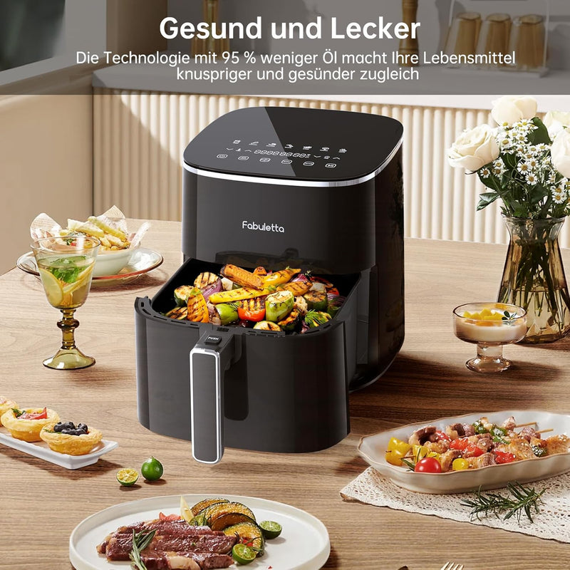 Fabuletta Heissluftfritteuse 5,7L, 11-in-1 Air Fryer, Max230℃ Heissluft Fritteusen, Digitaler Timer