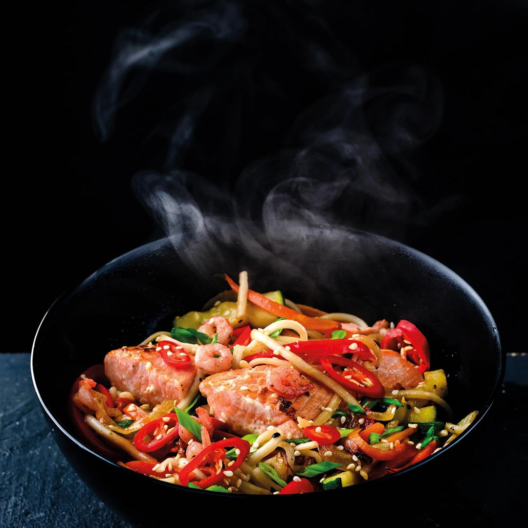 LACOR - 66128 - Wok Rustikaler, 100% natürlicher Eisen Wok mit dreilagiger Antihaftbeschichtung, PFO