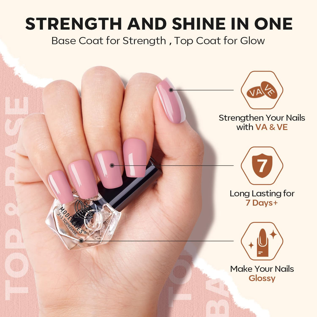 MODELONES Komplettes Nagellack Set, Nagellack Schnelltrocknend Herbst Braun Glitter Nude Rosa mit Ba