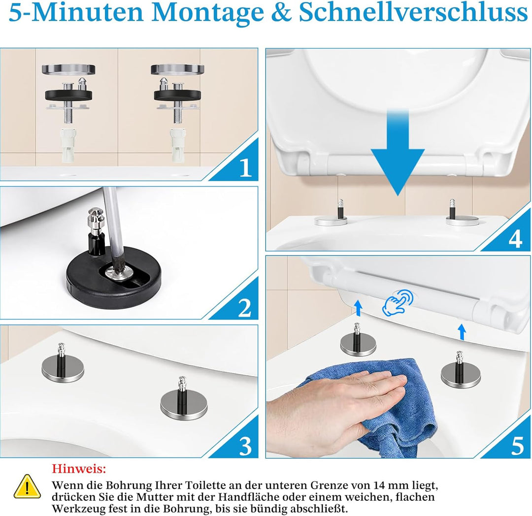 Toilettendeckel mit Absenkautomatik, WC Sitz mit Absenkautomatik Antibakteriell & UV-beständig O For