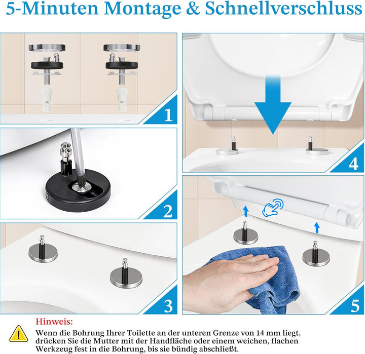 Toilettendeckel mit Absenkautomatik, WC Sitz mit Absenkautomatik Antibakteriell & UV-beständig O For