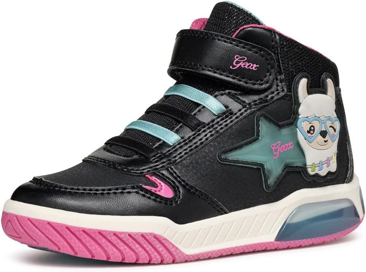 Geox Mädchen J Inek Girl C Sneakers 24 EU Black Aqua, 24 EU Black Aqua
