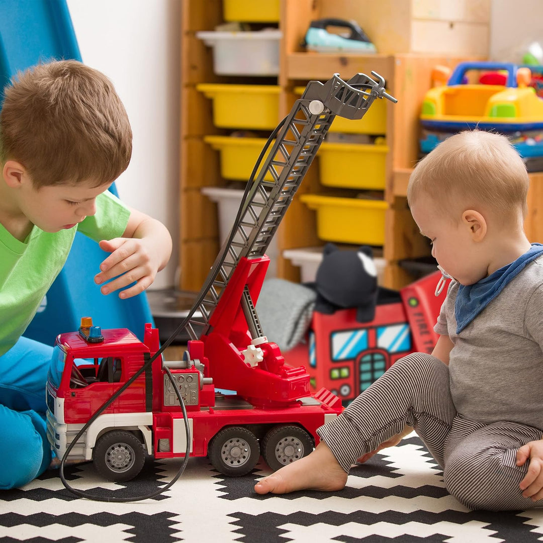 Relaxdays Faltbare Spielzeugkiste Feuerwehr HBT 32 x 48 x 32 cm stabiler Kinder Sitzhocker als Spiel