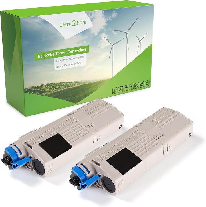 Green2Print Toner Doppelpack, 2 Kartuschen 2X 7000 Seiten ersetzt Oki 46490608 passend für Oki MC563