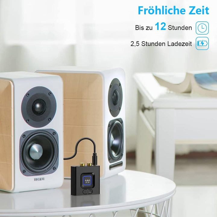 ML201 Adapter für Stereoanlage, Bluetooth 5.0 Empfänger mit 3.5mm AUX Cinch, drahtloser Audio Receiv