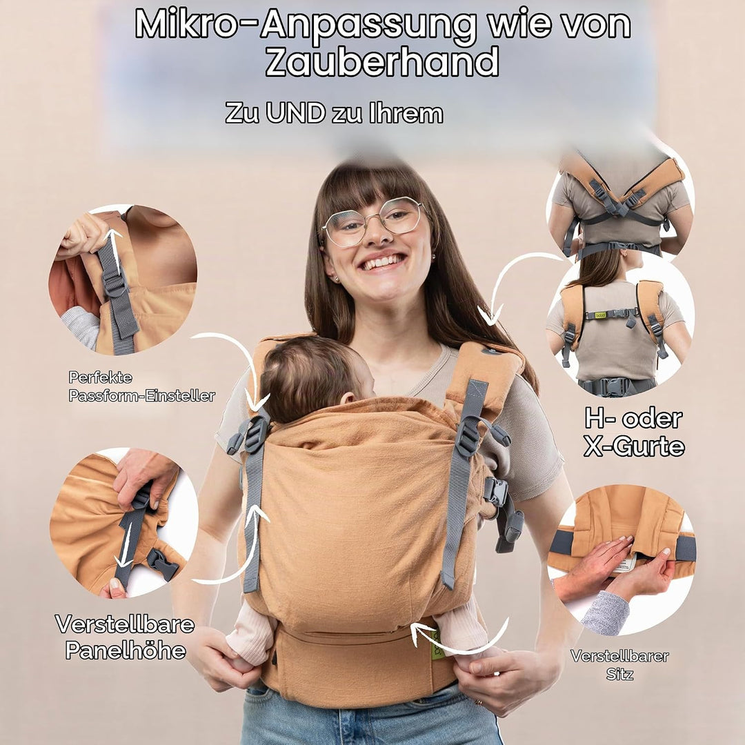 Boba X Babytrage Neugeborene ab Geburt (3-20 kg) - Hüftfreundliche Baby- &amp; Kindertrage mit verstellb