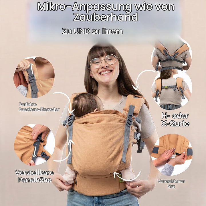 Boba X Babytrage Neugeborene ab Geburt (3-20 kg) - Hüftfreundliche Baby- &amp; Kindertrage mit verstellb