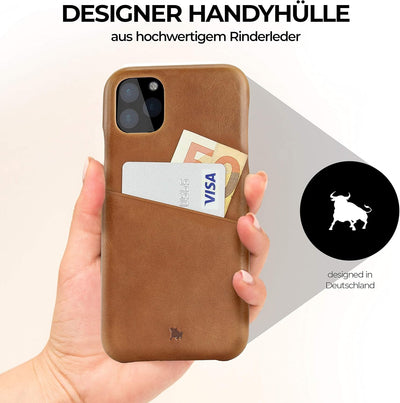 BULLAZO Menor Urban – Schutzhülle Handy Hülle mit Kartenfach aus Leder kompatibel mit iPhone 11 Pro