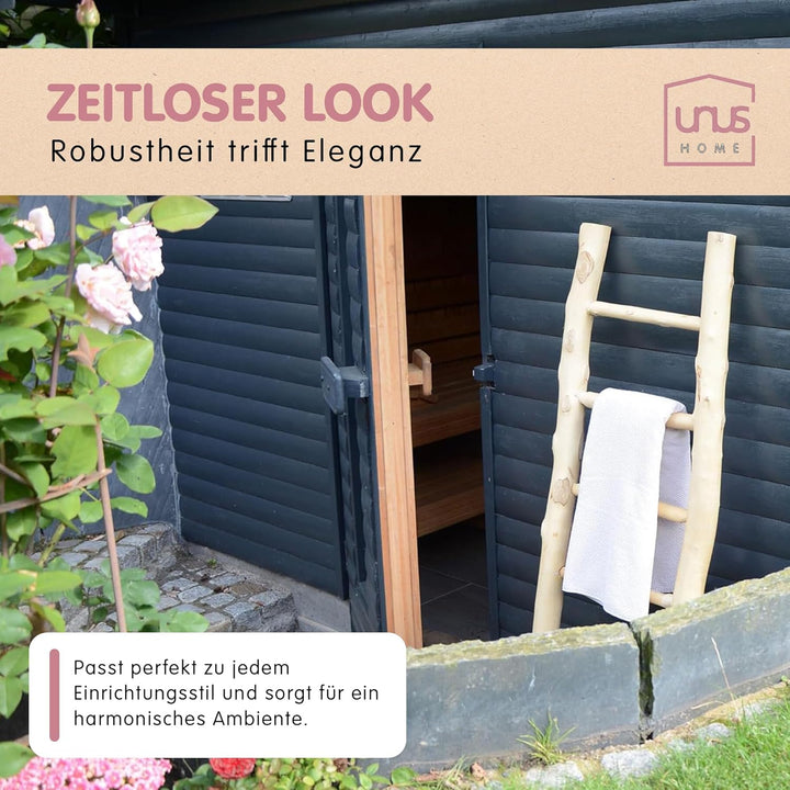 UNUS Dekoleiter Holzleiter Deko Leiter Wand Dekoration Handtuchhalter 150cm 6 Stufen Natur Natur 150