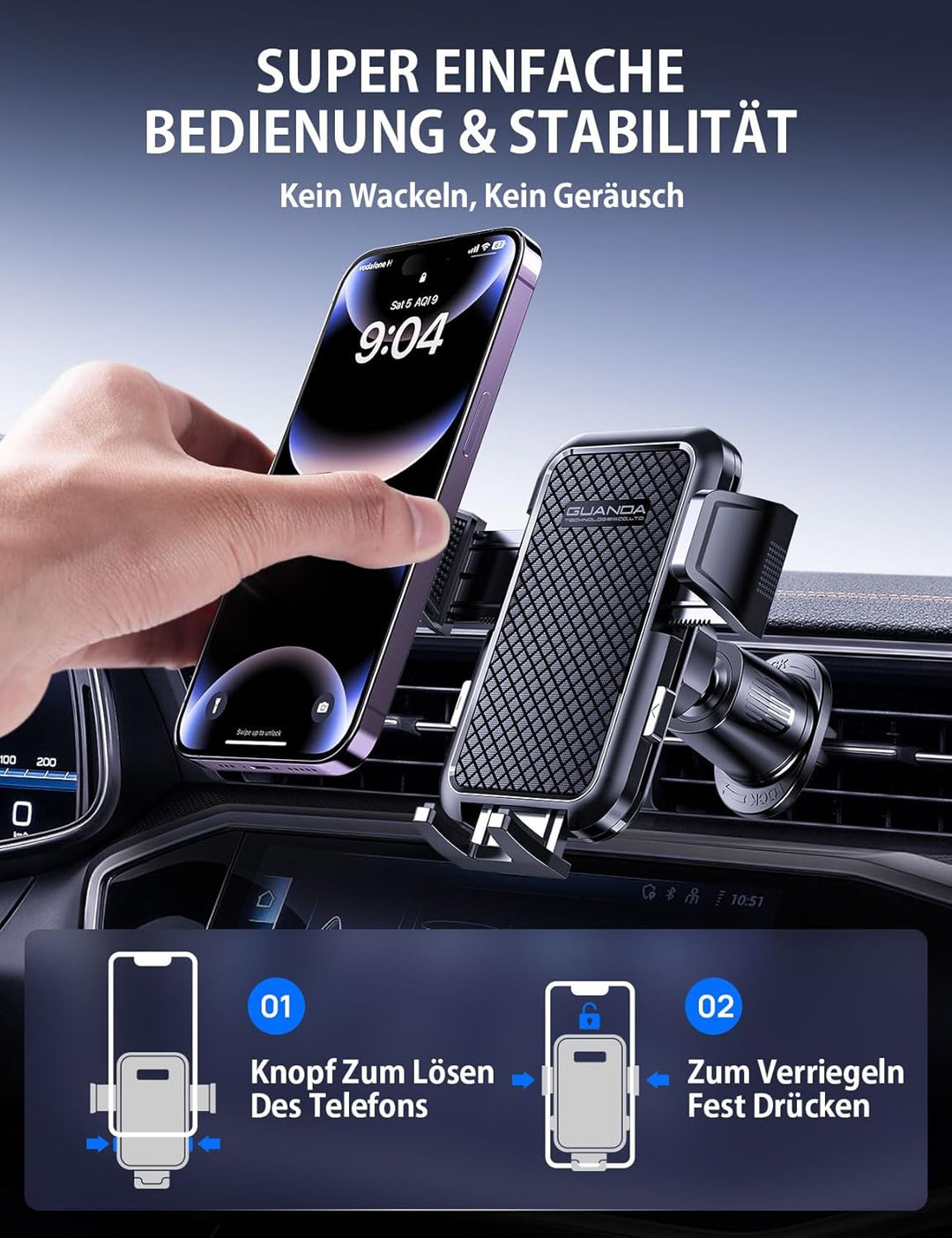 GUANDA TECHNOLOGIES CO., LTD. Handyhalterung Auto Smartphone Handyhalter Lüftung Universale Rutschfe