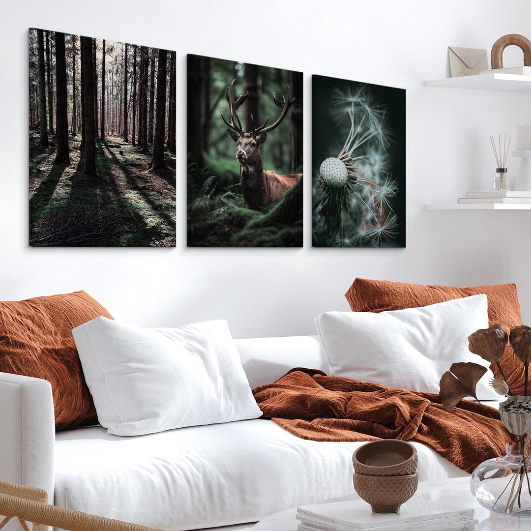 Muralo - Wandbilder Set - Leinwand Bilder Set Aufhängefertig - Bilder für Wohnzimmer Schlafzimmer -