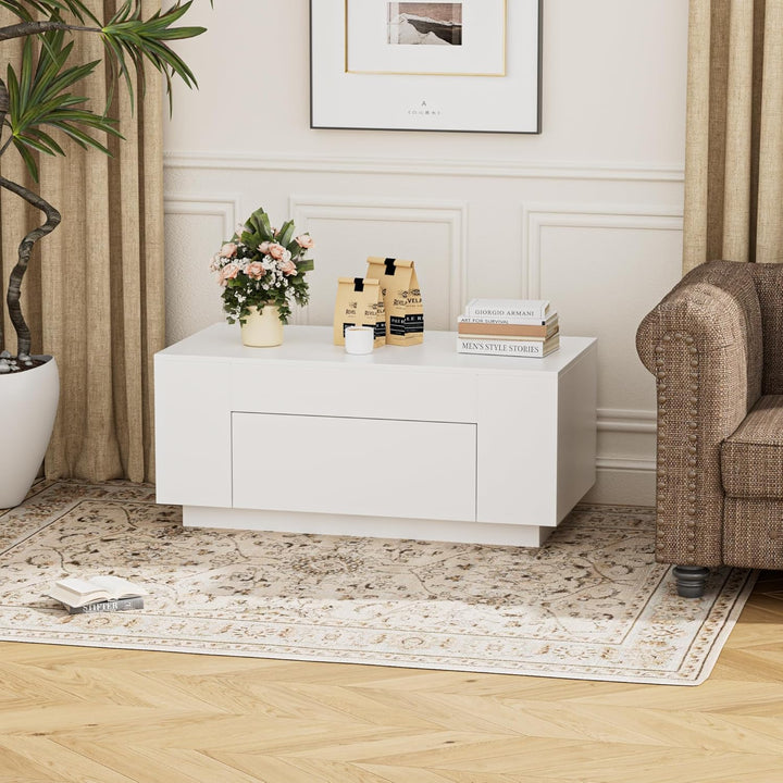 BonVache Couchtisch, Beistelltisch Couch, Wohnzimmertisch Holz mit Stauraum, Kaffeetisch mit Verstec