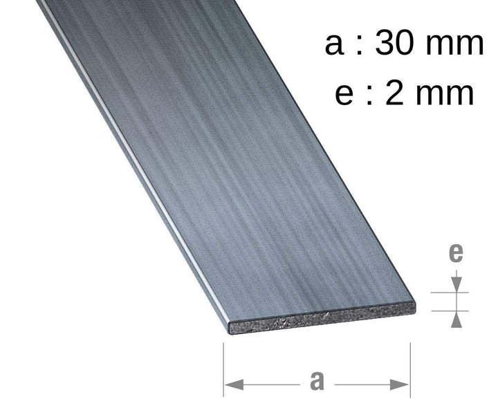 CQFD Flache Stahlplatte, gedehnt, grau, 30 mm x 2 mm x 1 m