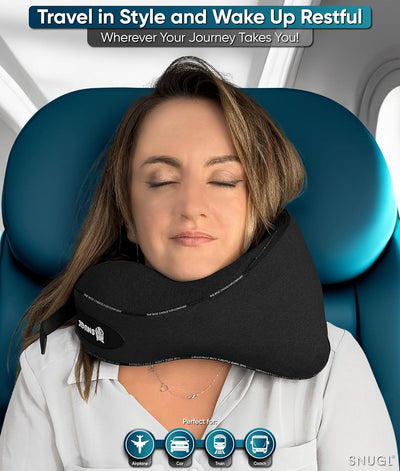 SNUGL Reisekissen – Memory Foam Nackenkissen – Flugkissen | Stütznackenkissen für unterwegs | Reise-