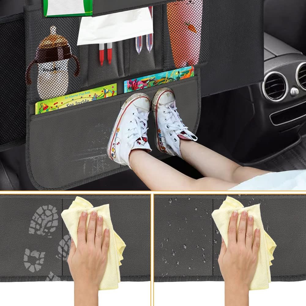 ERWEY 2X Auto Organizer Kinder Rückenlehnenschutz mit Faltbar Tisch, Rücksitz Organizer mit 12 Zoll