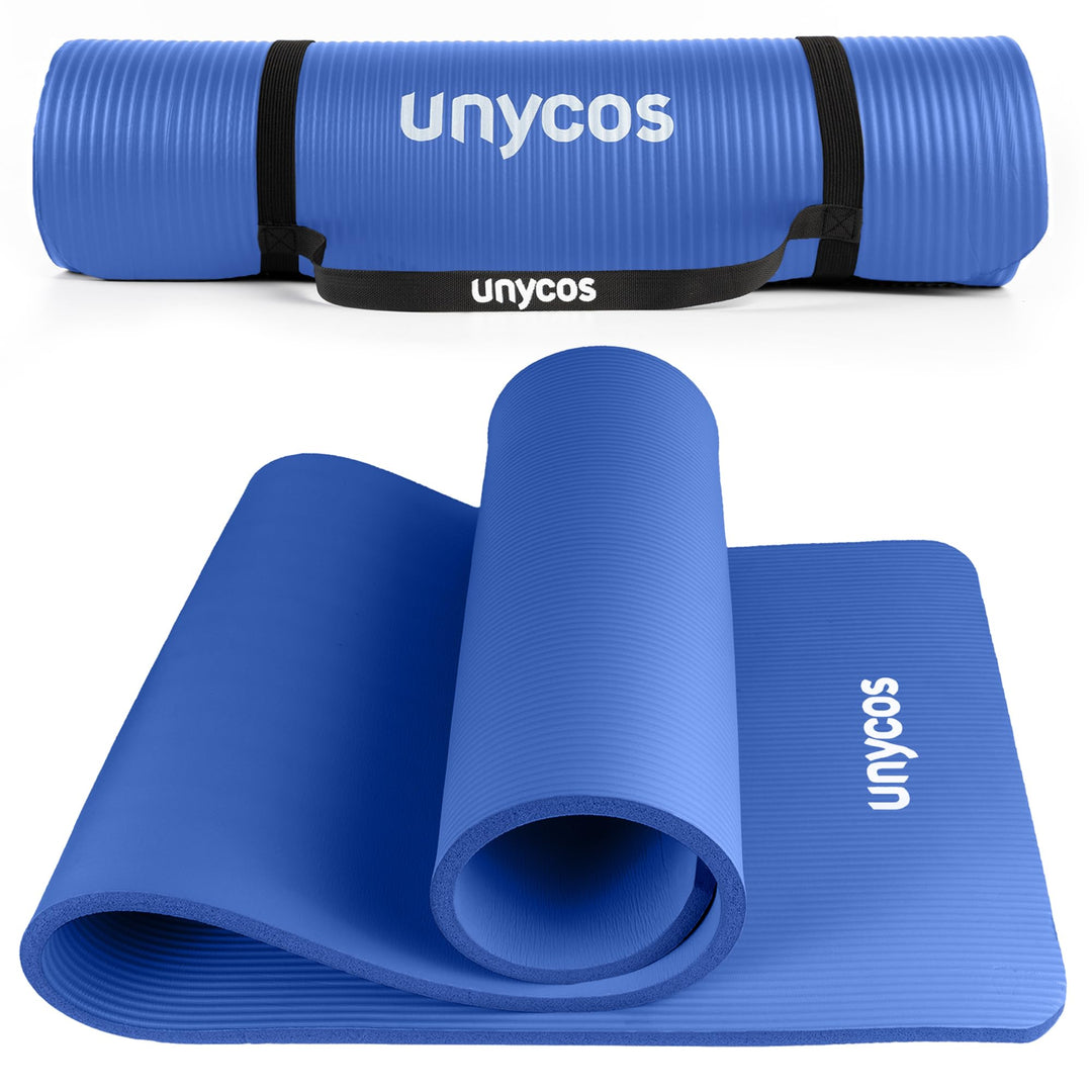 unycos - Yogamatte Rutschfeste | Hohe Dichte 6/10/15 mm, Gymnastikmatte mit Tragegurt und Schultergu
