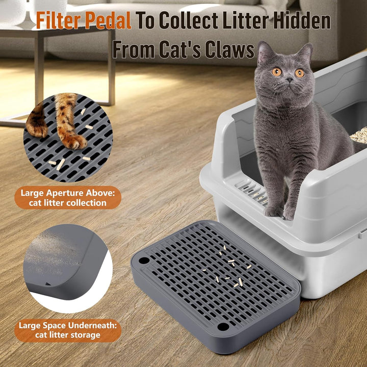 Katzentreppe, Katzentoilette Rampenmatte mit Filterfunktion, Katzenklo Stufen für automatische selbs