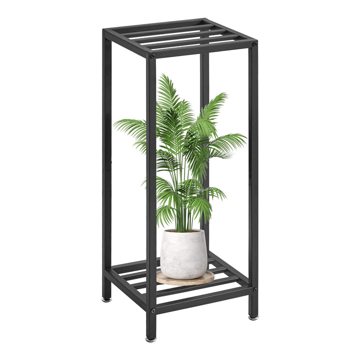 IBUYKE 2 Etagen Pflanzenregal Blumenständer, 76cm Hoch Metall Pflanzenständer, Modern Quadratische B