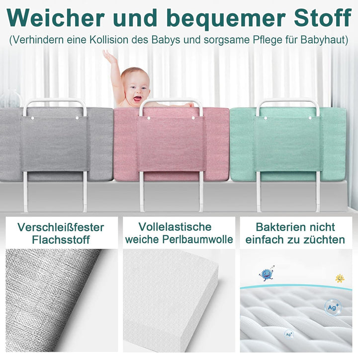 LZQ Kinderbettgitter Bettschutzgitter,Rausfallschutz Bett für Kinder 150cm,Höhenverstellbar Bettgitt