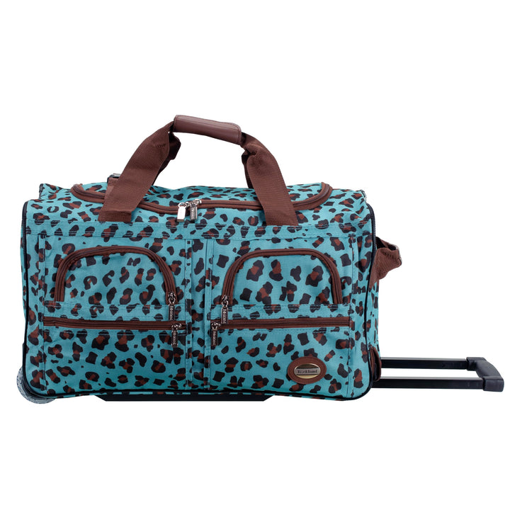 Rockland Reisetasche mit Rollen, Blauer Leopard, 22-Inch, Reisetasche mit Rollen 22-Inch Blauer Leop