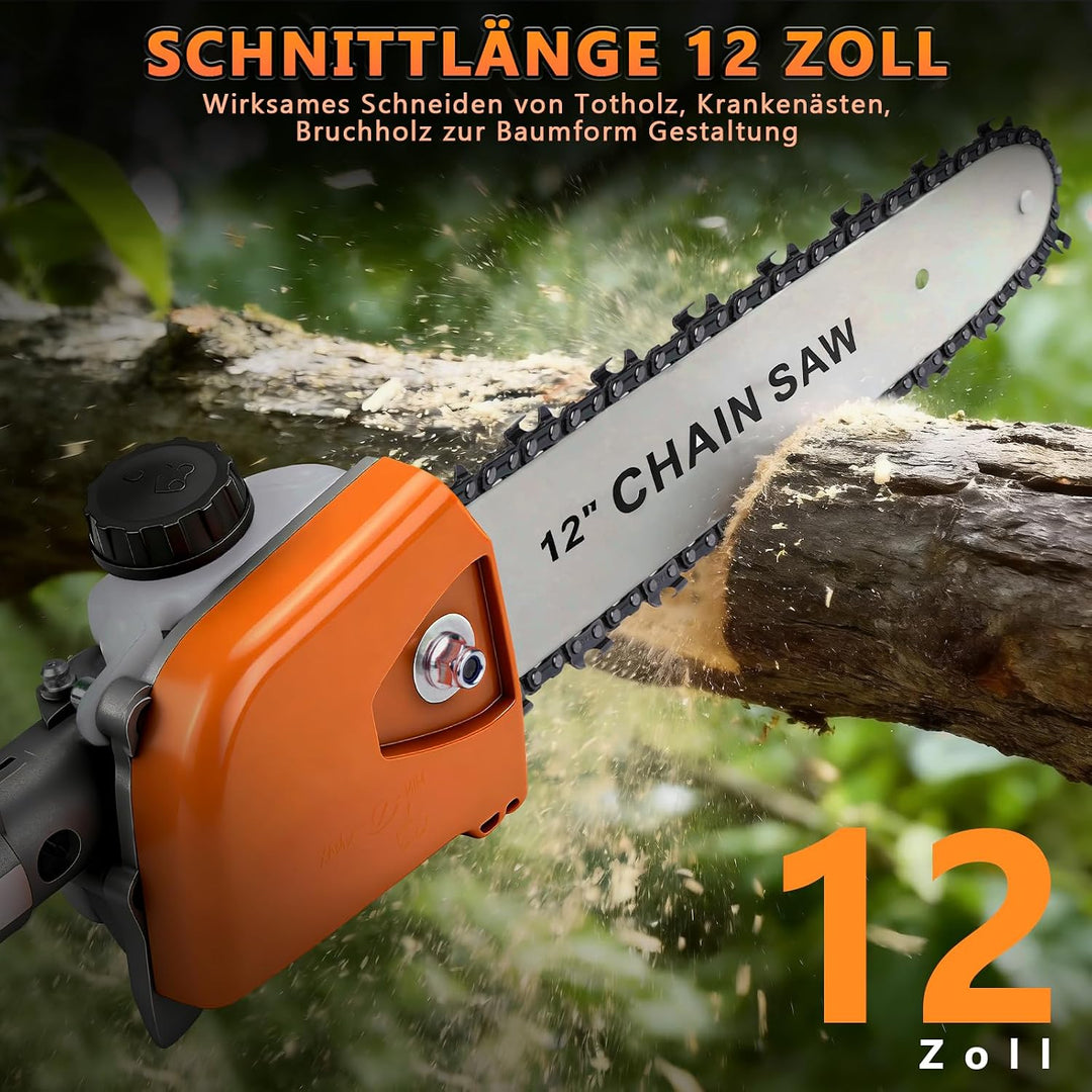 2-In-1 Akku Rasentrimmer und Hochentaster mit 2 x Akkus und Ladegerät| 1380W Akku Freischneider mit