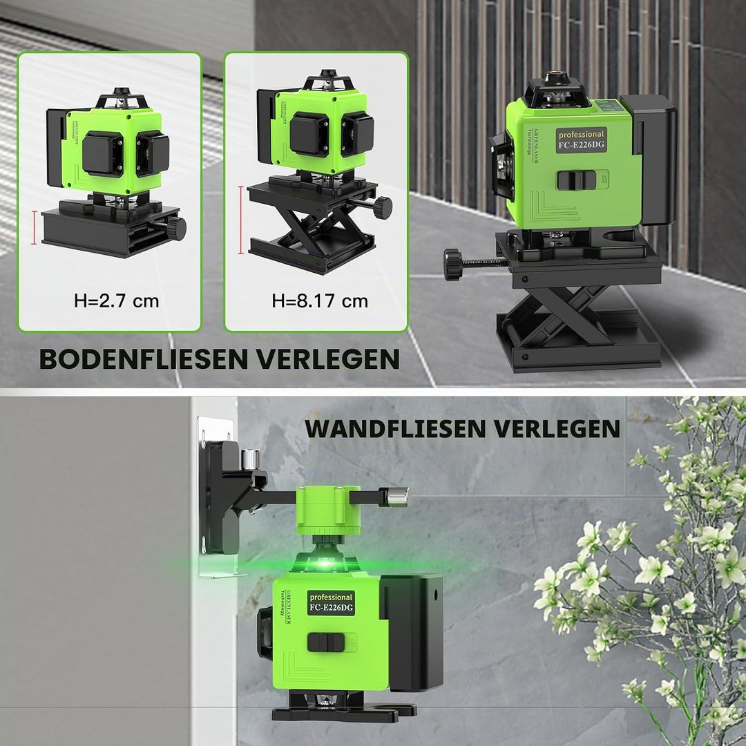 Kreuzlinienlaser Grün 16 Linien Nivellierlaser, 4 x 360 ° Laser wasserwaage, linienlaser kreuzlaser