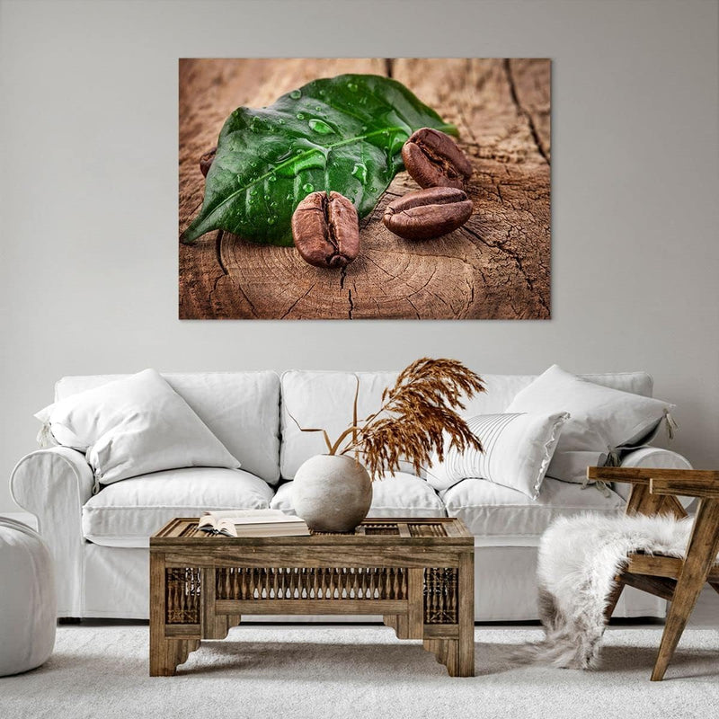 Bilder auf Leinwand 100x70cm Leinwandbild Aroma Kaffee Pflanze Samen Gross Wanddeko Bild Schlafzimme