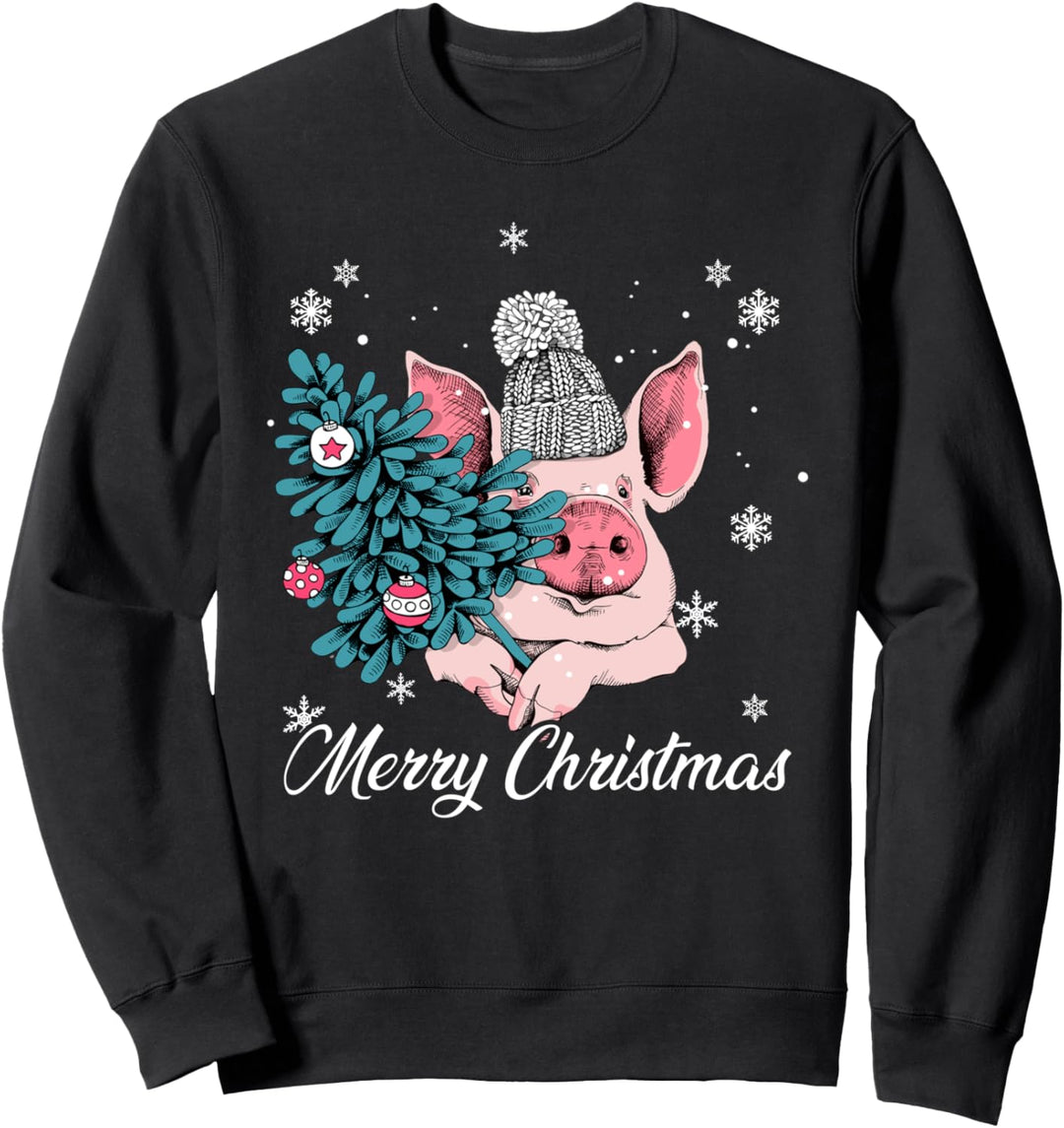 Weihnachten süsses Schwein Schweinchen Pyjama Geschenk Sweatshirt