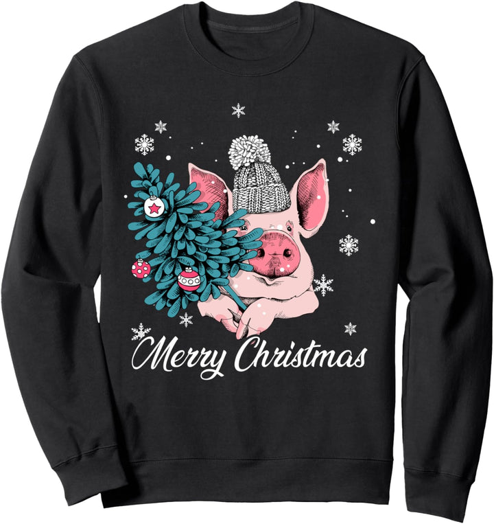 Weihnachten süsses Schwein Schweinchen Pyjama Geschenk Sweatshirt